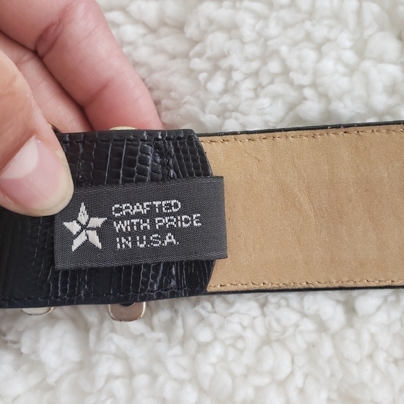 BRIGHTON Women's Black Leather Belt Silver and Gold Tone Buckle Scroll Work - Picture 14 of 14